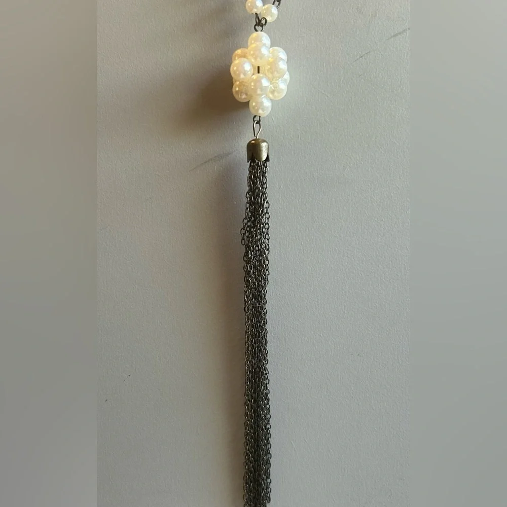 Vintage Pearl Lariat Style Necklace Boho